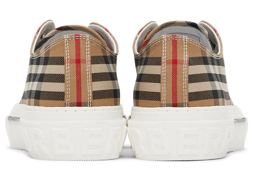 Burberry Beige Cotton Check Sneakers (8049745) (2)