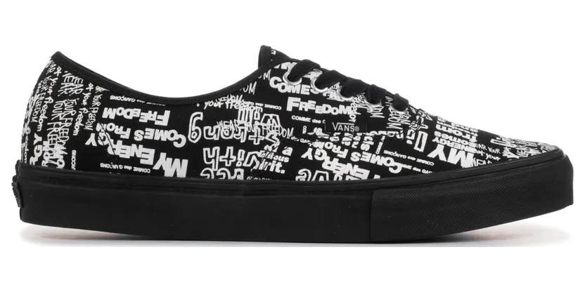 Vans Comme des Garcons x Authentic LX Graffiti – Black Black/Black/White (VN0A33TASO7)