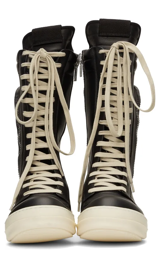 Rick Owens Black Bauhaus Basket High-Top Sneakers (RU01B1898 LPO) (2)