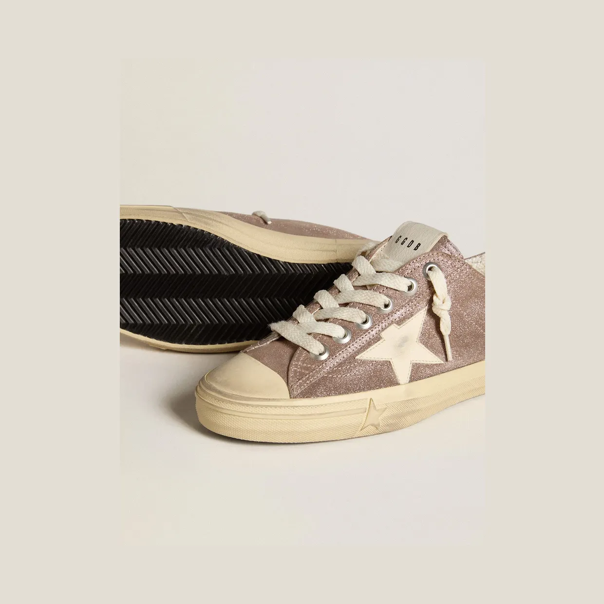 Golden Goose V-Star In Light Brown Metallic Suede With Cream Leather Star (GWF00129.F006549.55629) (3)