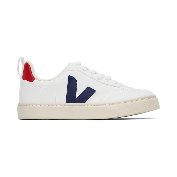 Veja Kids White & Navy Vegan V-10 Lace-Up Sneakers (CX0712570)