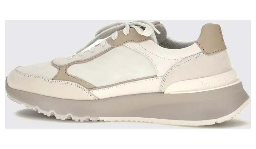 Brunello cucinelli Bicolor Suede and Leather Low-Top Sneakers with Serrated Sole White (MZUSNEO355CTG72) (2)