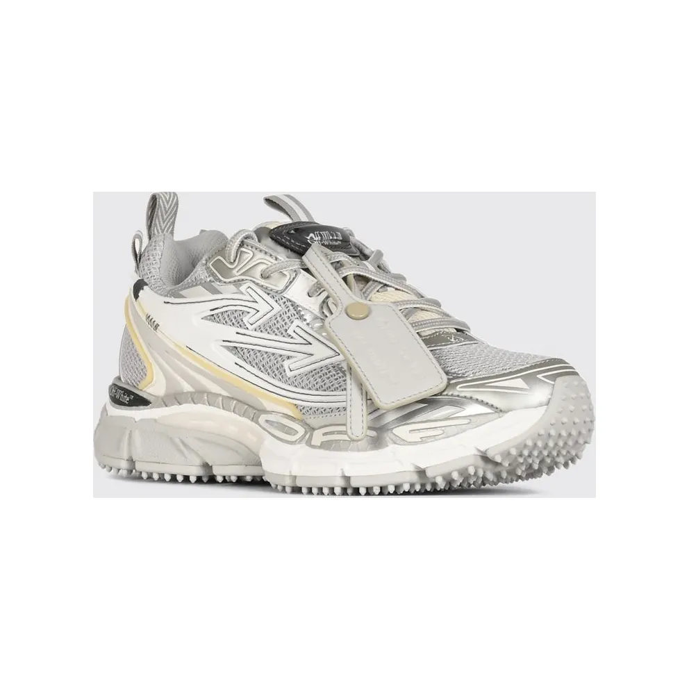 Off-White Be Right Back Low-Top Sneakers in Leather and Mesh with Notched Sole Grey (W289C9F0010972)