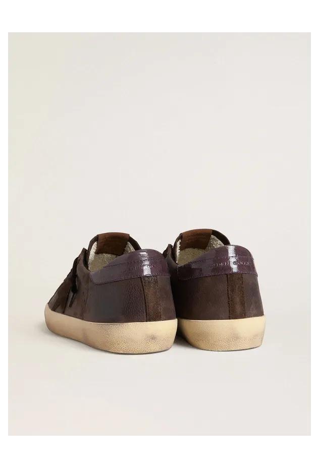 Golden Goose Super-Star Ltd In Brown Nubuck With Suede Star And Purple Leather Heel Tab (GMF00101.F007969.55100) (5)