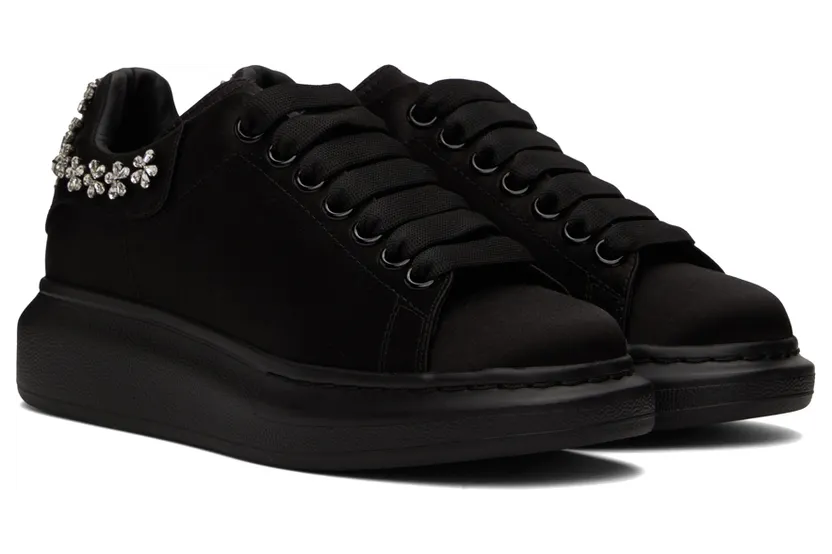 Alexander McQueen Black Silk Oversized Sneakers (701166W4SBA) (4)