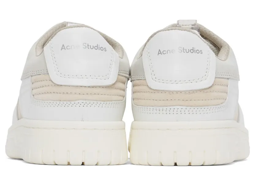 Acne Studios White & Off-White Paneled Low Top Sneakers (AD0455-) (4)