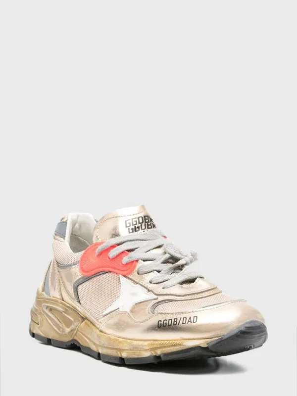 Golden goose Dad-Star Sneakers in Mesh and Used Laminated Leather Silver (GWF00884F00121165120)