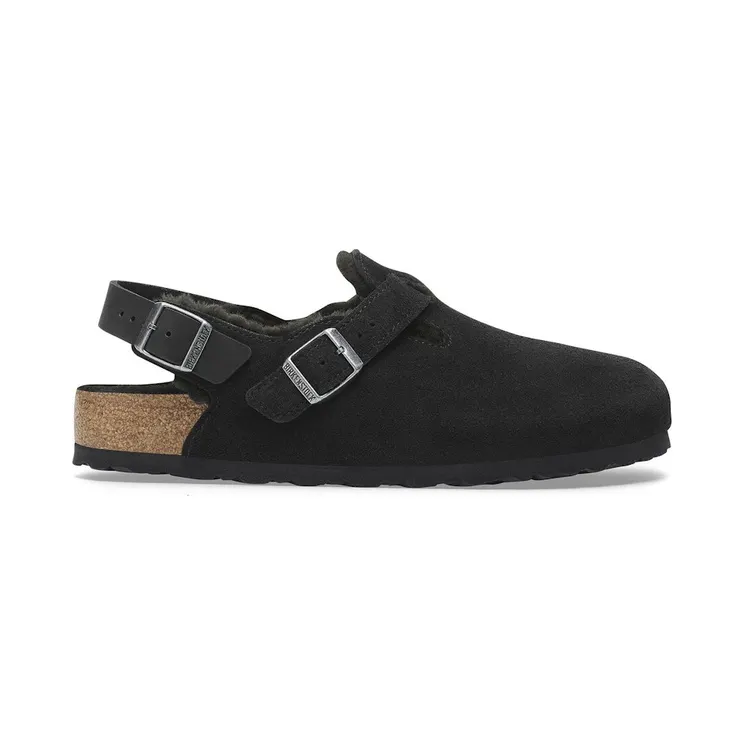 Birkenstock Tokio Shearling Suede Leather Black (1028358)