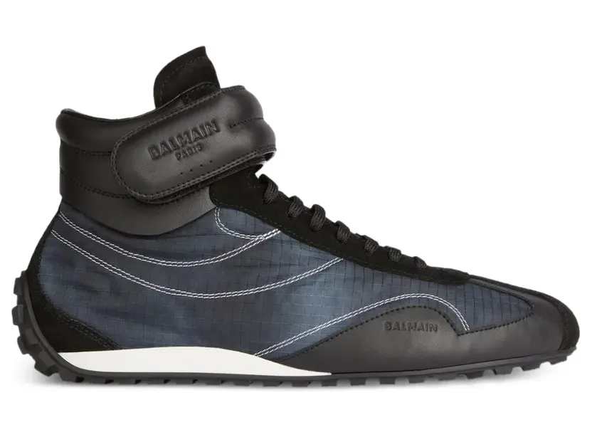 Balmain Racing Mid-Top Sneakers aus Nylon und Leder – Weiß (HM1VG424TYVC)