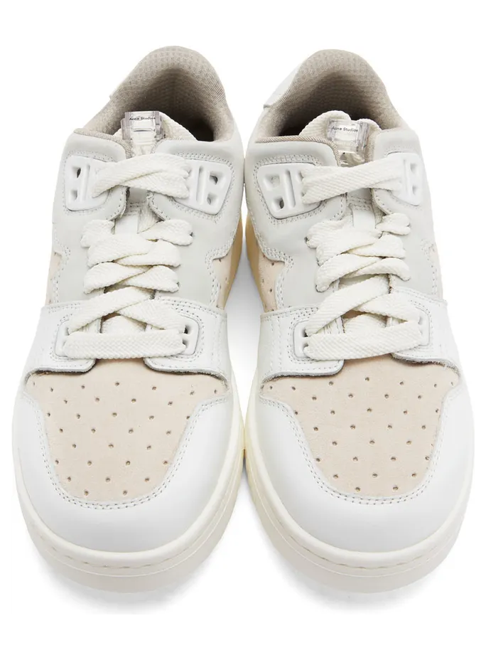 Acne Studios White & Off-White Paneled Low Top Sneakers (AD0455-) (5)