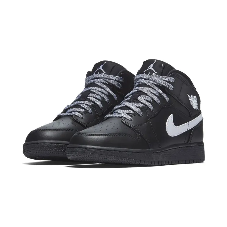 Air Jordan 1 Retro Mid’Speckle’ GS Black/Black-White (554725-049)