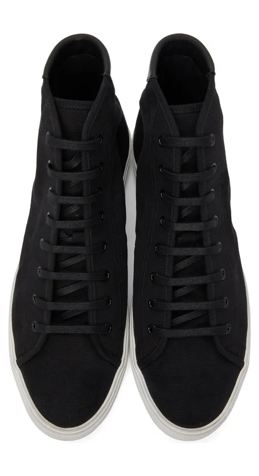 Saint Laurent Black Canvas Malibu Mid-Top Sneakers (606075GUZ20) (5)