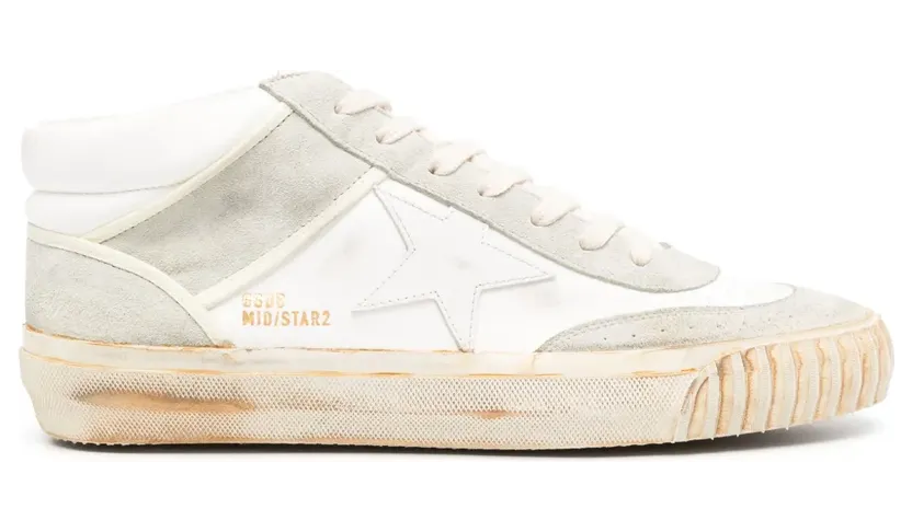 Golden Goose Mid Star leren sneakers – Wit (GMF00408F003449)
