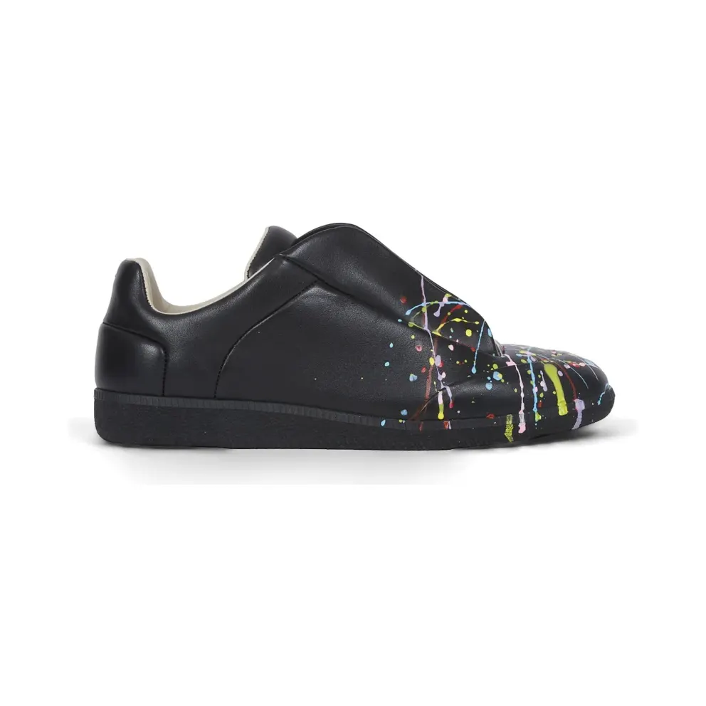 Maison Margiela Future leren sneakers met verfspatten – Schwarz (S57WS0554P7798)