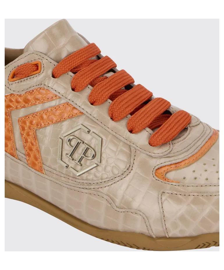 Philipp plein Pit-$top Crocodile Print Leather Sneakers Beige (SAFSUSC0907PLE010N06) (3)