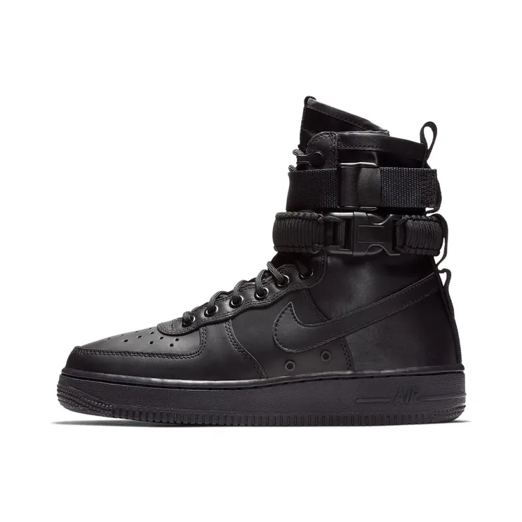 Nike Air Force 1 Triple Black Leather “Black / Oil Grey” (857872-005)
