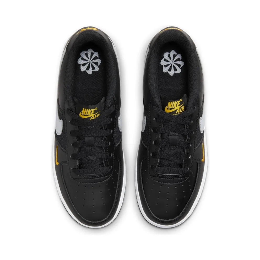 Nike Air Force 1 Low Black Wolf Grey Gold Mini Swoosh (FD9772-001)