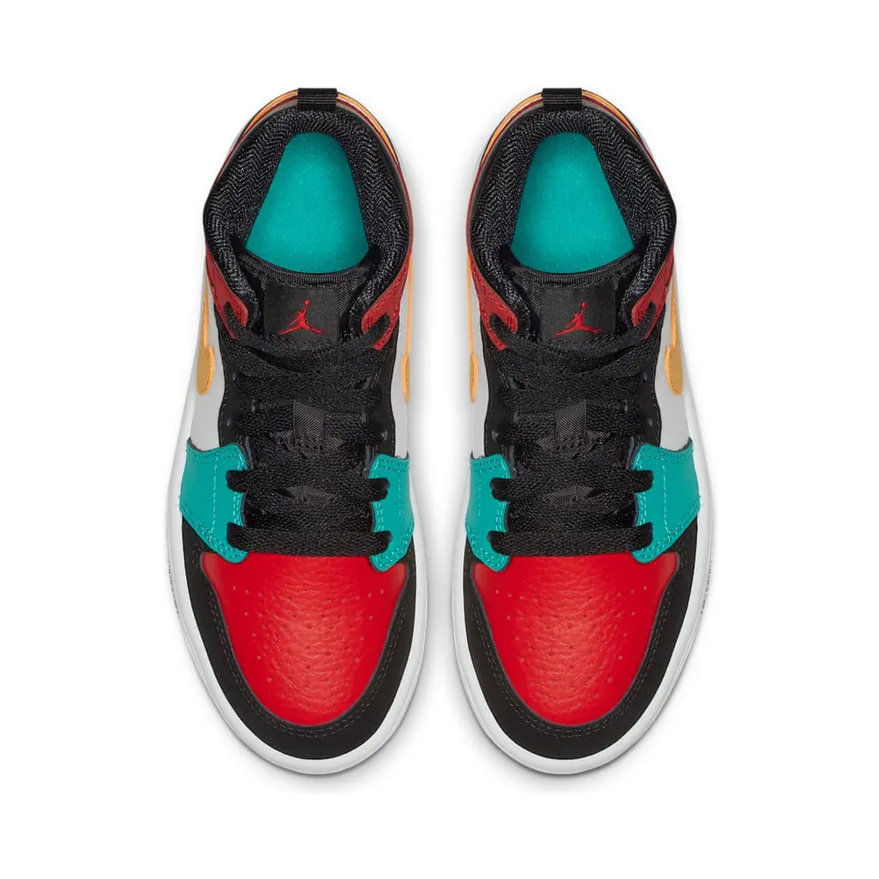 Jordan 1 Mid Bred Multi-Color (PS) White/University Red-Black-Turbo Green (640734-125)