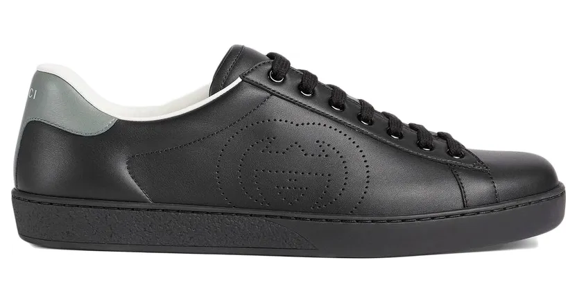 Gucci Ace Perforated Interlocking G Black