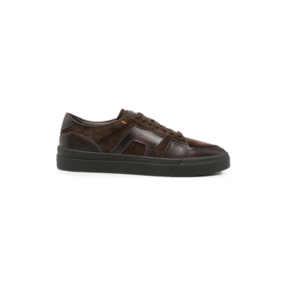 Santoni Suede-panelled Leather “Brown” (MBGT22221SMOT GEUT50)