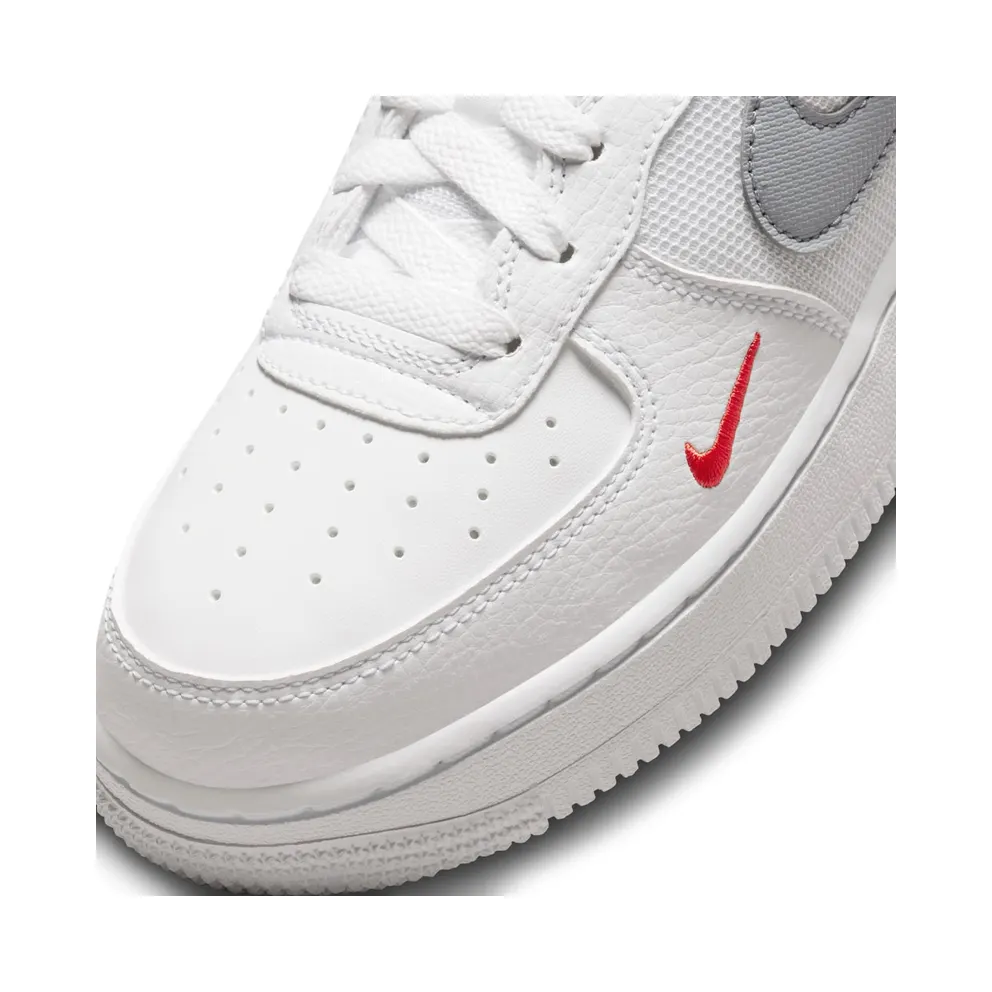 Nike Air Force 1 Low White Wolf Grey Crimson Mini Swoosh (FD9772-100)