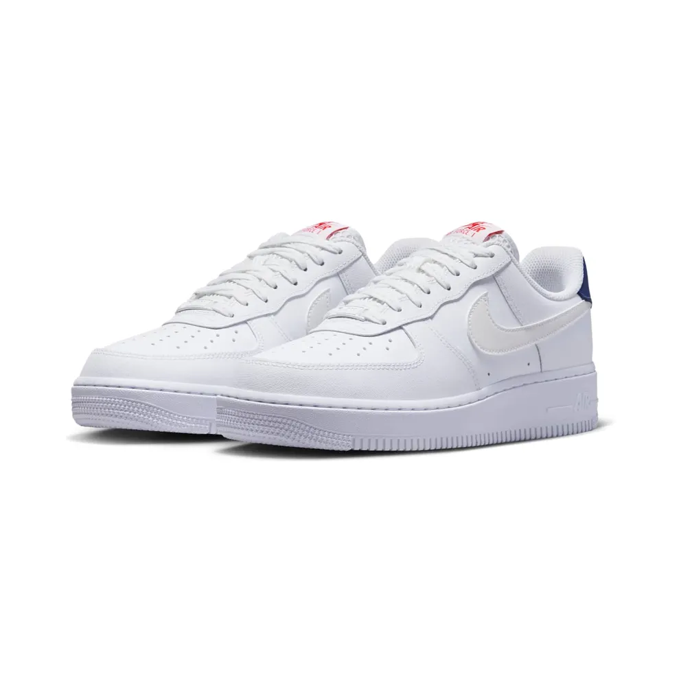 Nike Air Force 1 07 White & “White / Blue Void / Fire Red / Metallic Summit White” (IR1989-100)