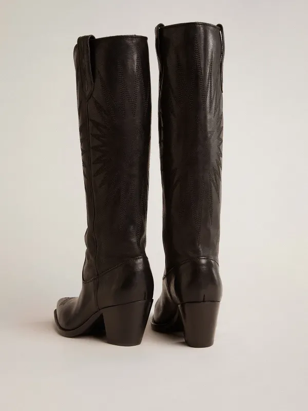 Golden Goose Wish Star Boots In Black Leather With Star Embroidery (GWF00779.F006289.90100) (5)