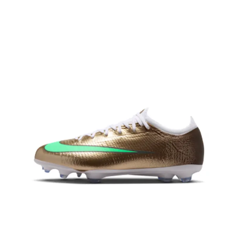 Nike Jr Mercurial Vapor 17 Pro ‘Kylian Mbappé’ ‘ Firm-Ground Low-Top “Metallic Gold/Green Glow” (IR1653-701)