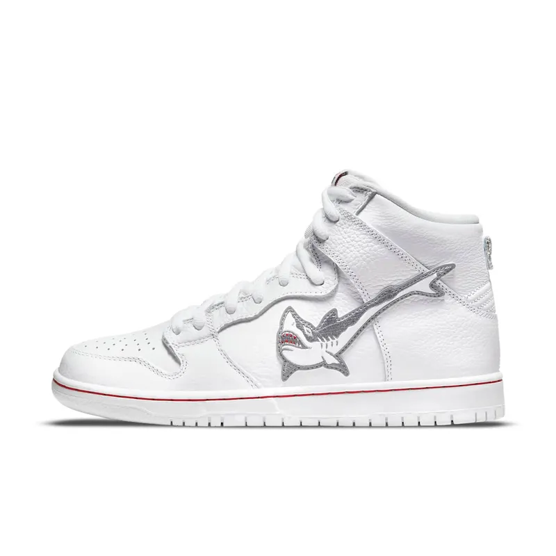 Nike x Oski SB Dunk High Great White Shark – “White / Grey / Red” (DC8908-105)
