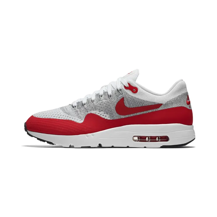 Nike Air Max 1 Ultra Flyknit “White / Pure Platinum / Cool Grey / University Red” (843384-101)