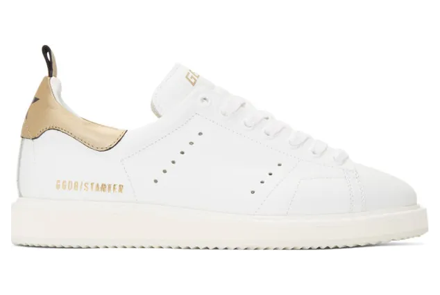Golden Goose White and Gold Starter Sneakers (G35MS631.Q9)