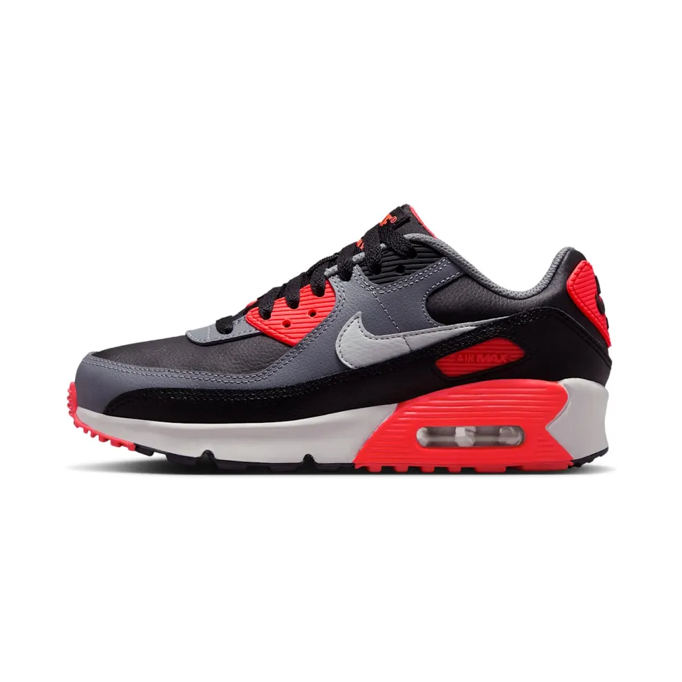 Nike AIR MAX 90 (GS) “BLACK COOL GREY BRIGHT CRIMSON PHOTON DUST (GS)” (HF6358-005)