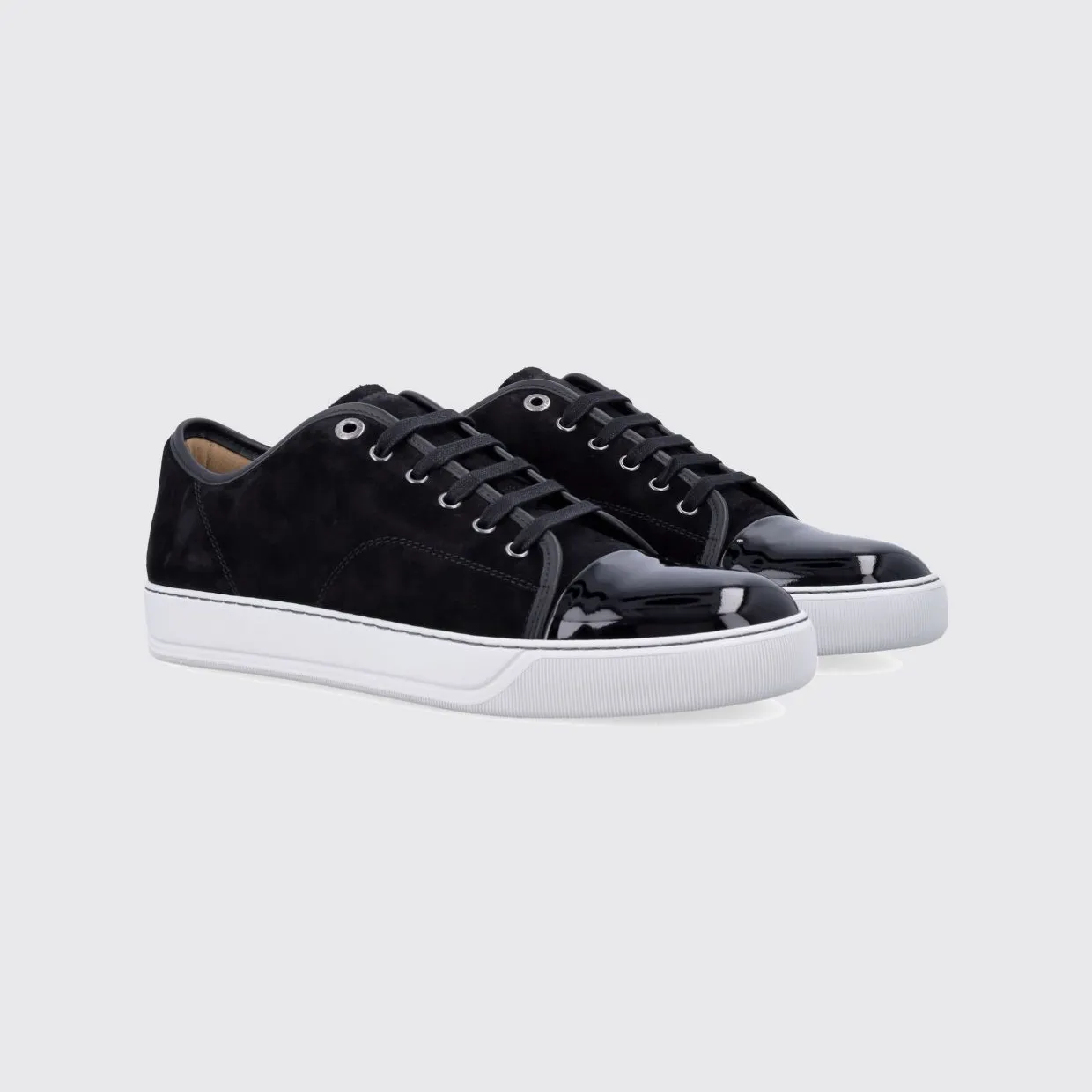 Lanvin DBB1 Suede Calf Leather Sneakers with Patent Leather Toe-Cap Black (FMSKDBB1VBAL10)