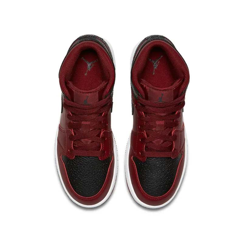 Jordan 1 Mid Team Red Black White (GS) Team Red/Black-Summit White (554725-601)