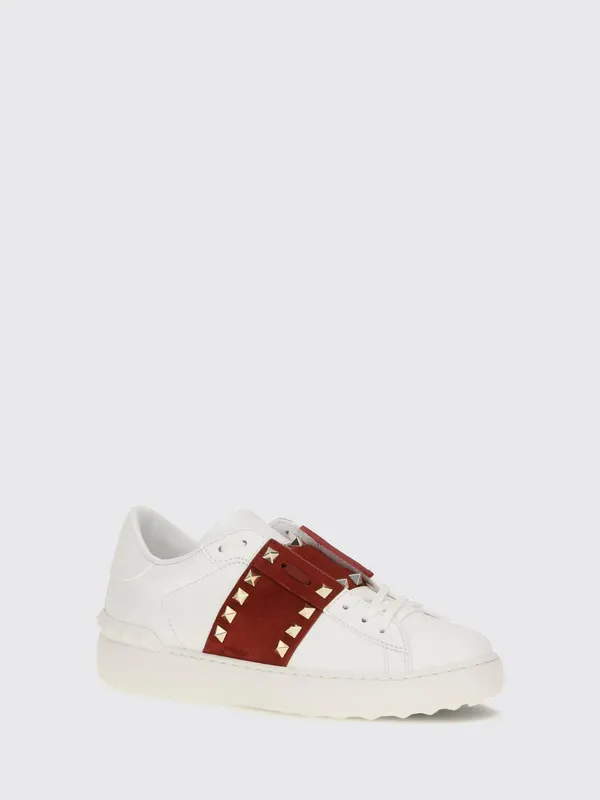 Valentino garavani Rockstud Untitled Leather and Suede Sneakers with Iconic Studs Red (S0A01ZBV3FB)