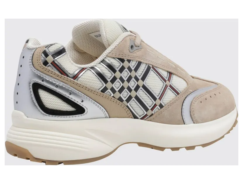 BURBERRY Eclipse Suede and Fabric Check Low-Top Sneakers Beige (8127853) (2)