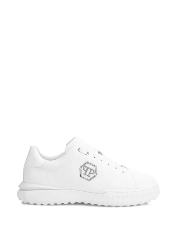 Philipp Plein Hexagon leren low-top sneakers with logoplakkaat – White (LAESUSC0985PLE010N)