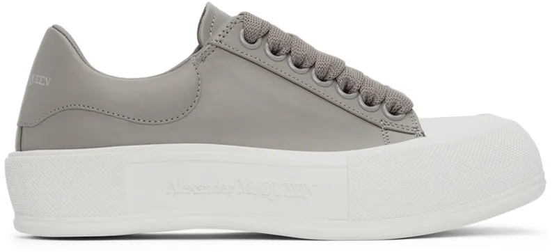 Alexander McQueen Black & White Leather Deck Plimsoll (667245WIAB6)