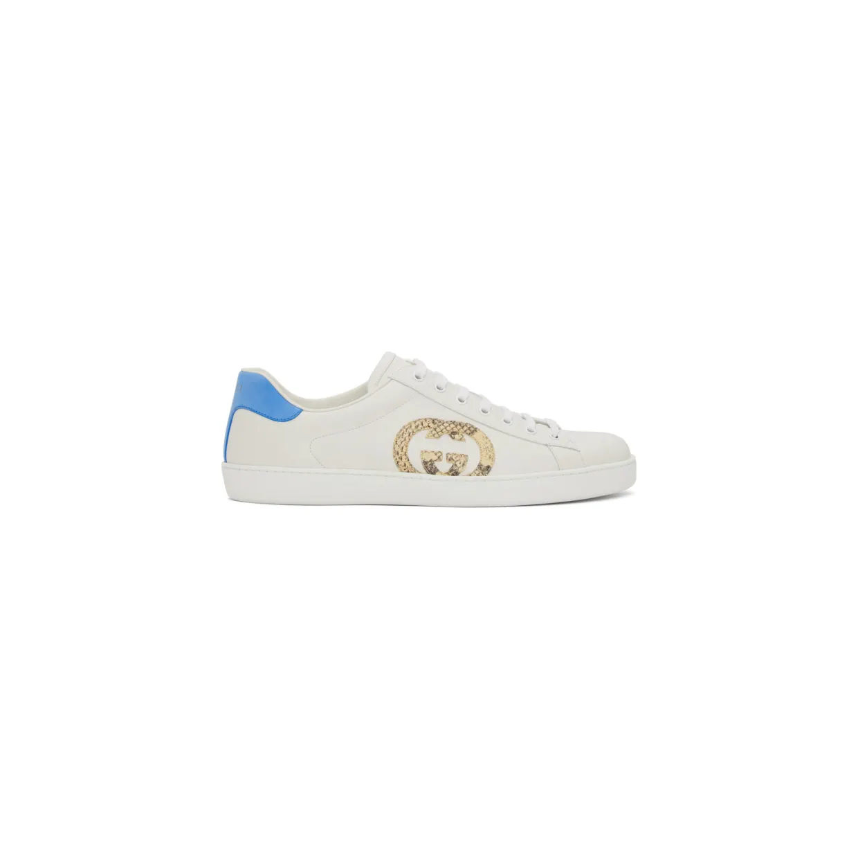 Gucci White and Blue New Ace Low-Top Sneakers (625783 02JW0)