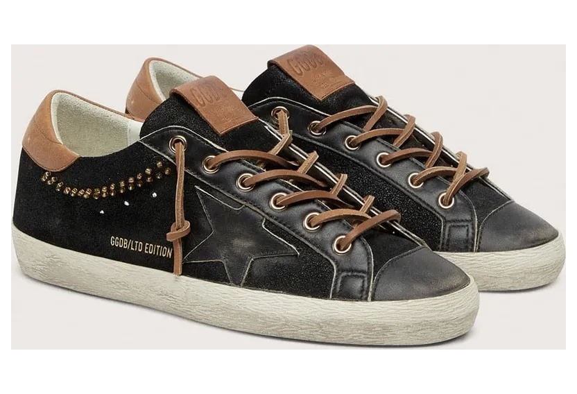 Golden Goose Women’S Super-Star Ltd In Black Glitter Leather With Black Leather Star (GWF01102.F008515.90301) (2)