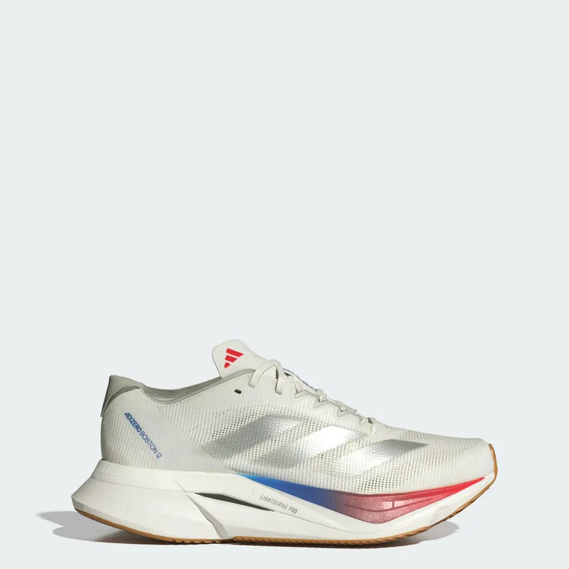Adidas Adizero Boston 12 Core White / Matte Silver / Pure Ruby (JI4480)