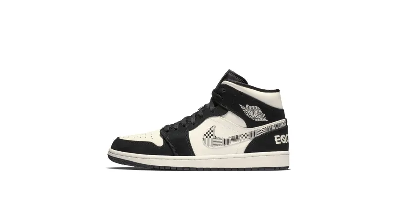 Jordan 1 Mid Equality (2019) Black/Black-Sail-Wolf Grey (852542-010)