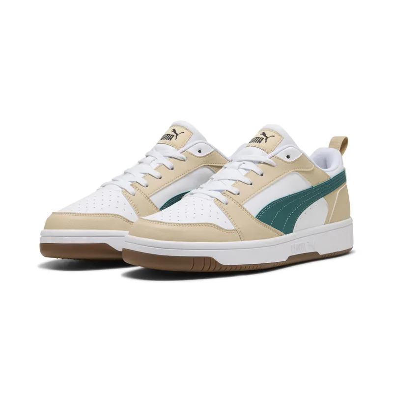 Puma Rebound V6 Low “Toasted Almond / Emerald Ice / Puma White” (392328_61)