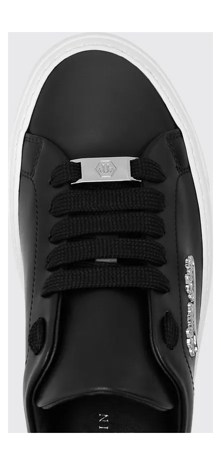 Philipp plein Low Top Smooth Leather Sneakers with Applied Metal Logo Black (LADSUSC0790PLE005N02) (3)