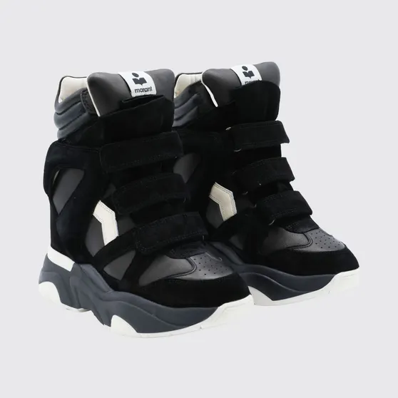 Isabel Marant Balskee High-Top Leather Wedge Trainers with Velcro Black (BK0009FAA1E17S01BK)