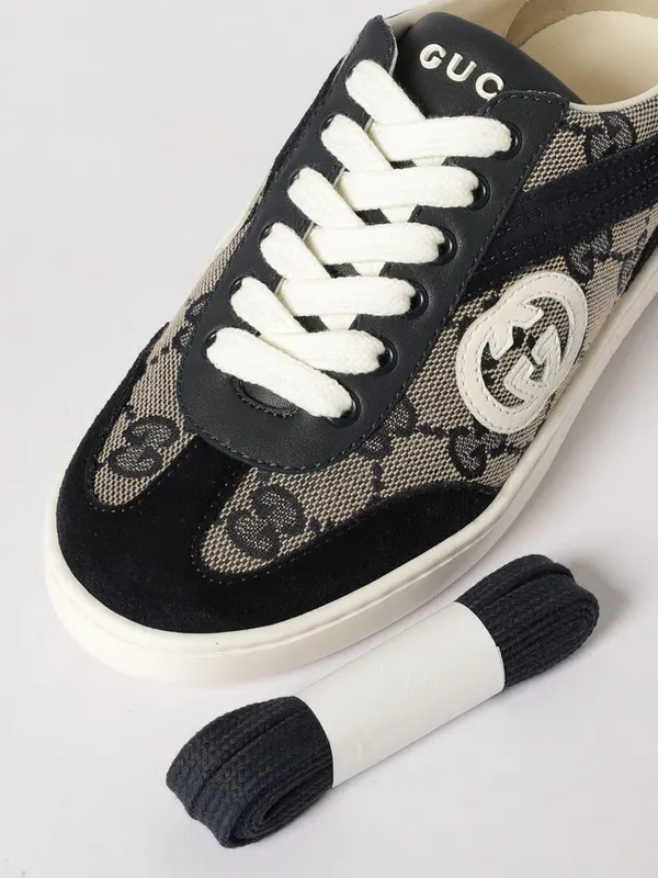 Gucci Jacquard Canvas and Suede Sneakers Beige (812674AE2T4056) (3)