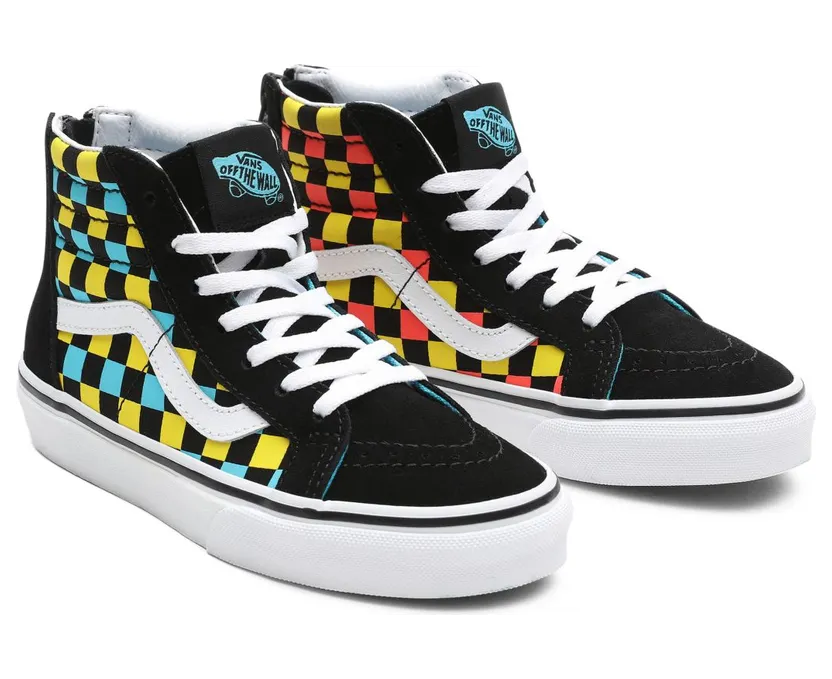 VANS Neon Glow Check Sk8-hi Zip Kinderschoenen Zwart (VN0A4UI430M)