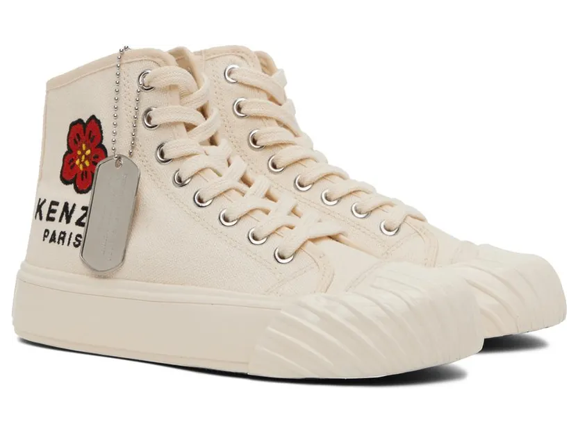 Kenzo Off-White Kenzo Paris High School Trainers 04 – Cream (FC62SN020F73) (4)