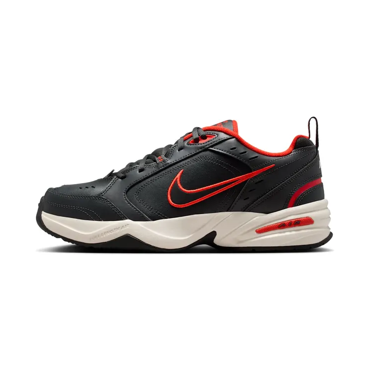 Nike Air Monarch “Dark Smoke Grey / Picante Red / Pale Ivory / Black” (415445-003)