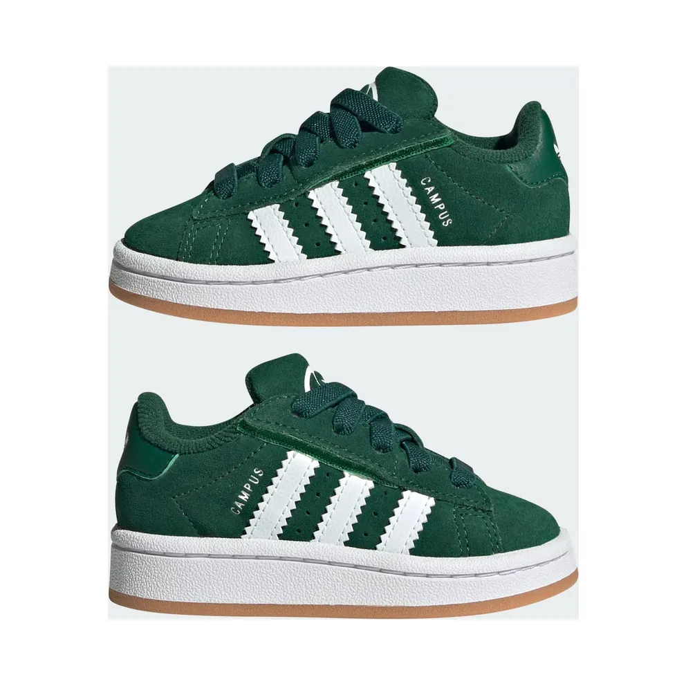 adidas Campus 00s Comfort Closure Elastic Lace Shoes Kids Dark Green / Cloud White / Gum (JI4333)